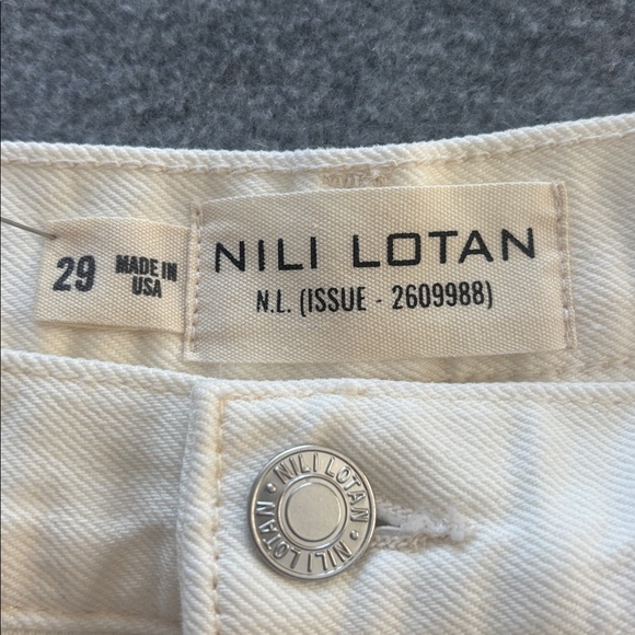 Nili Lotan Shon Denim Barrel Leg Tapered Crop Jean Pant - Size 29 Cream - Picture 11 of 16
